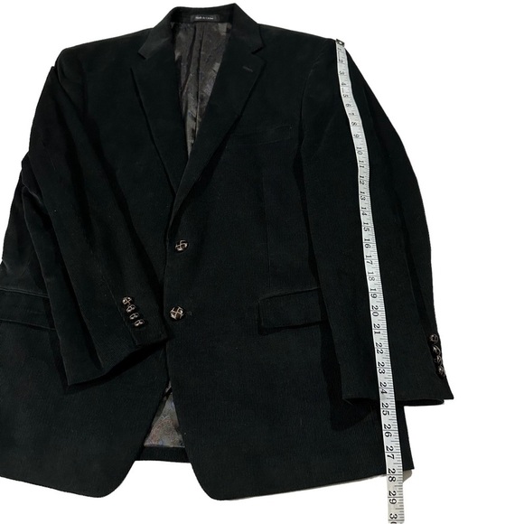 Ralph Lauren Black Corduroy Sport Coat Two Button Jacket Sz 44L 100% Cotton Suit - Picture 14 of 16